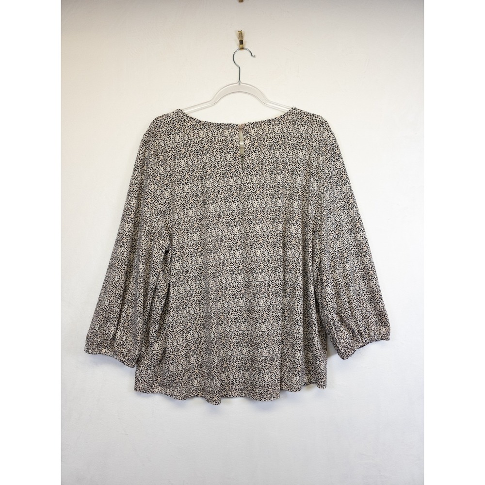 Adrianna Papell Blouse Womens 2X Beige Leopard Boho Coastal Chic Resort Plus Mod - Picture 8 of 14